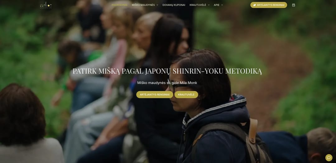 Sitio de Shinrinyoku LT con una experiencia guiada de baño de bosque.